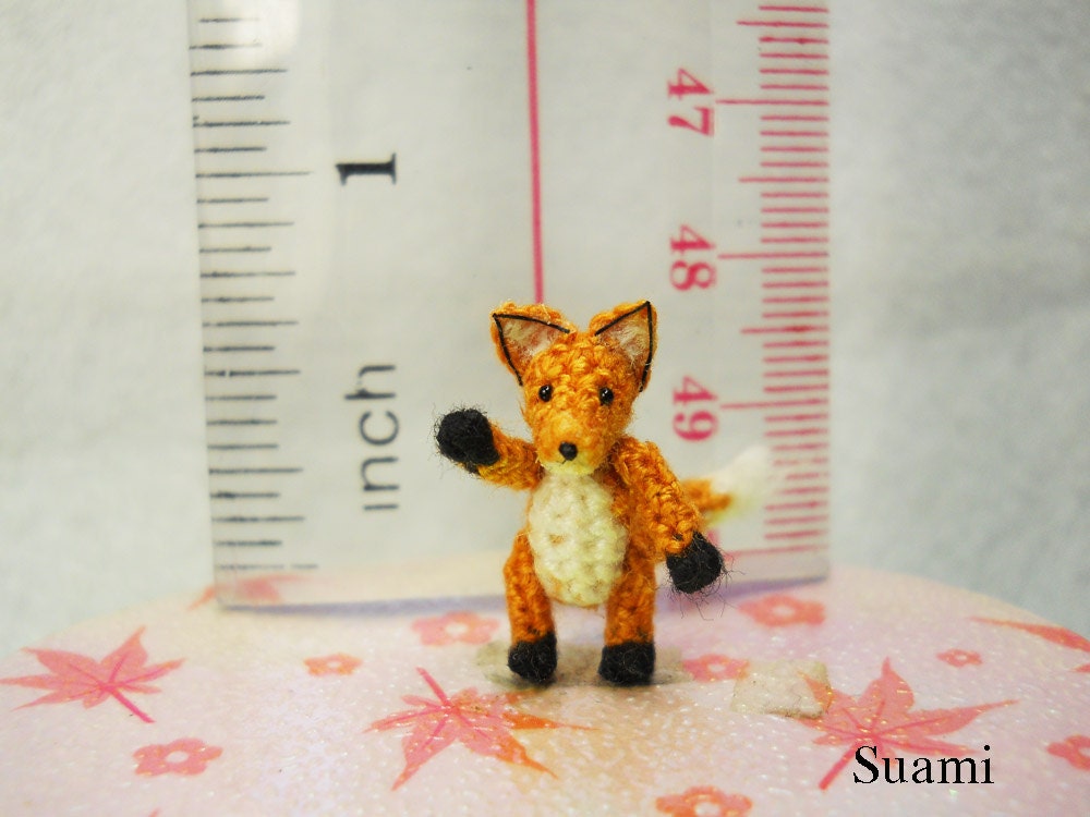 Cute Brown Fox - Micro Crochet Miniature Foxes - Made To Order