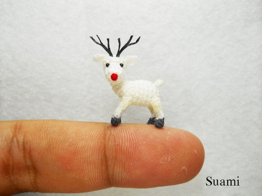 Micro Mini Amigurumi Reindeer - Teeny Tiny Crochet Miniature Animals - Made To Order