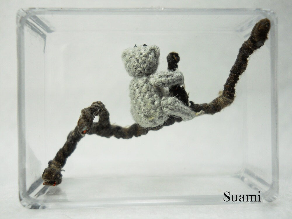 Miniature Slow Loris - Micro Crochet Dollhouse Amigurumi Animals - Made To Order