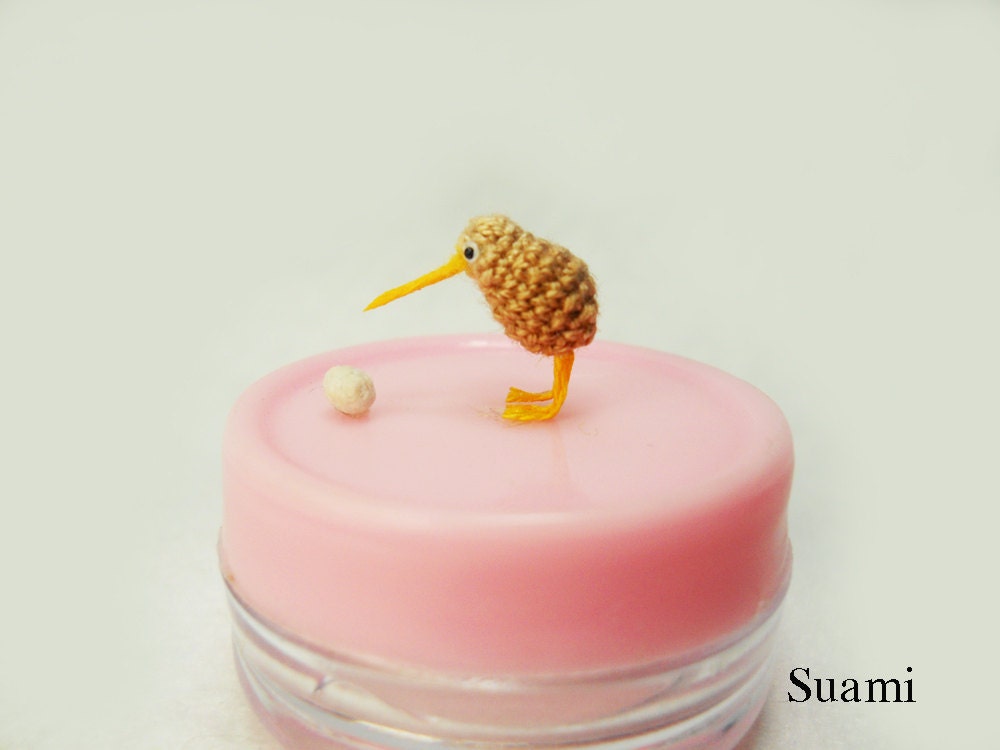 Miniature Brown Kiwi With Egg - Tiny Crochet Kiwi Birds - Made To Order