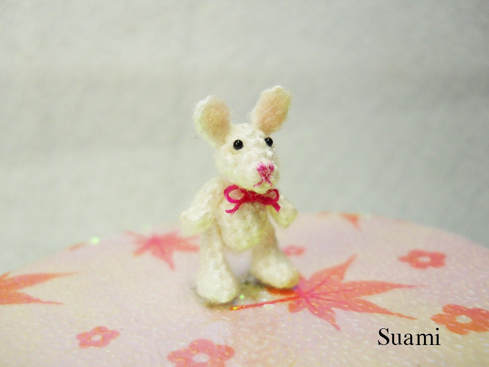 Miniature Bunny Rabbit - Teeny Tiny Crochet Dollhouse Decor - Made To Order