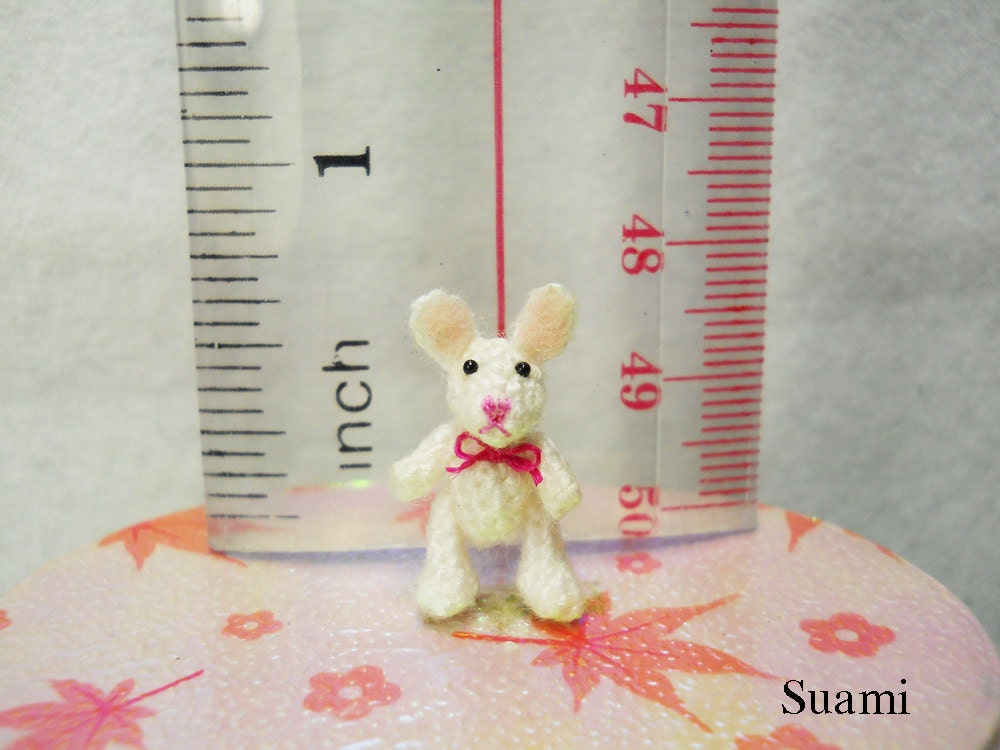 Miniature Bunny Rabbit - Teeny Tiny Crochet Dollhouse Decor - Made To Order