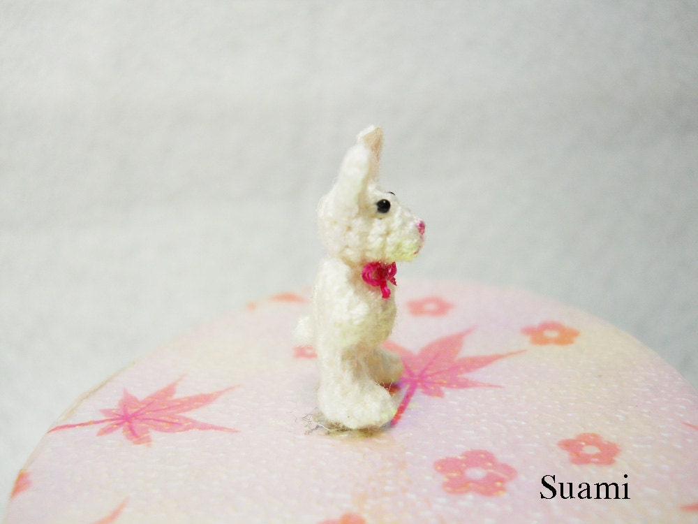 Miniature Bunny Rabbit - Teeny Tiny Crochet Dollhouse Decor - Made To Order