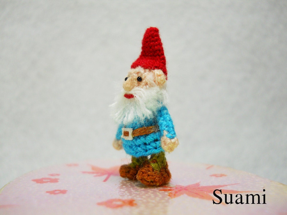 Tiny Crochet Gnome Miniature Doll Amigurumi - Made To Order