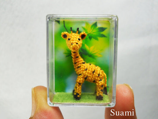 Cute Tiny Giraffe - Micro Crochet Miniature Animals - Standing Yellow Girrafe - Made To Order