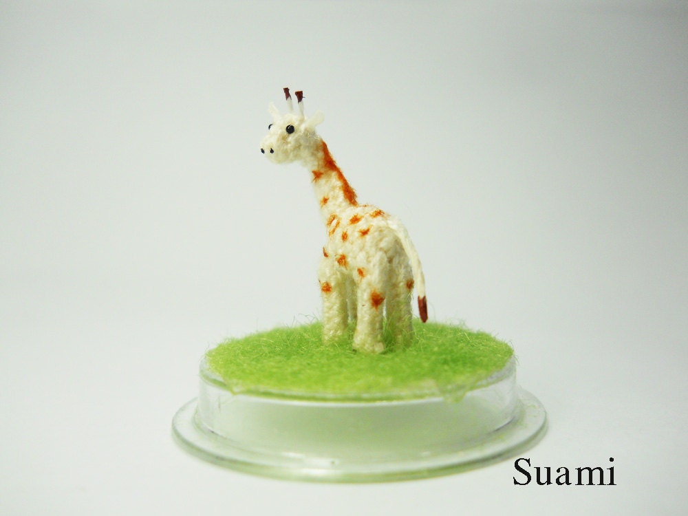 Miniature Giraffe In Tiny Dome - Micro Mini Amigurumi Crochet Animals - Made To Order