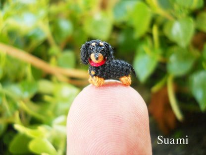 0.26 Inch Extreme Micro Dachshund Sausage Dog - Dollhouse Miniature Crochet Dog Dachshunds - Made To Order