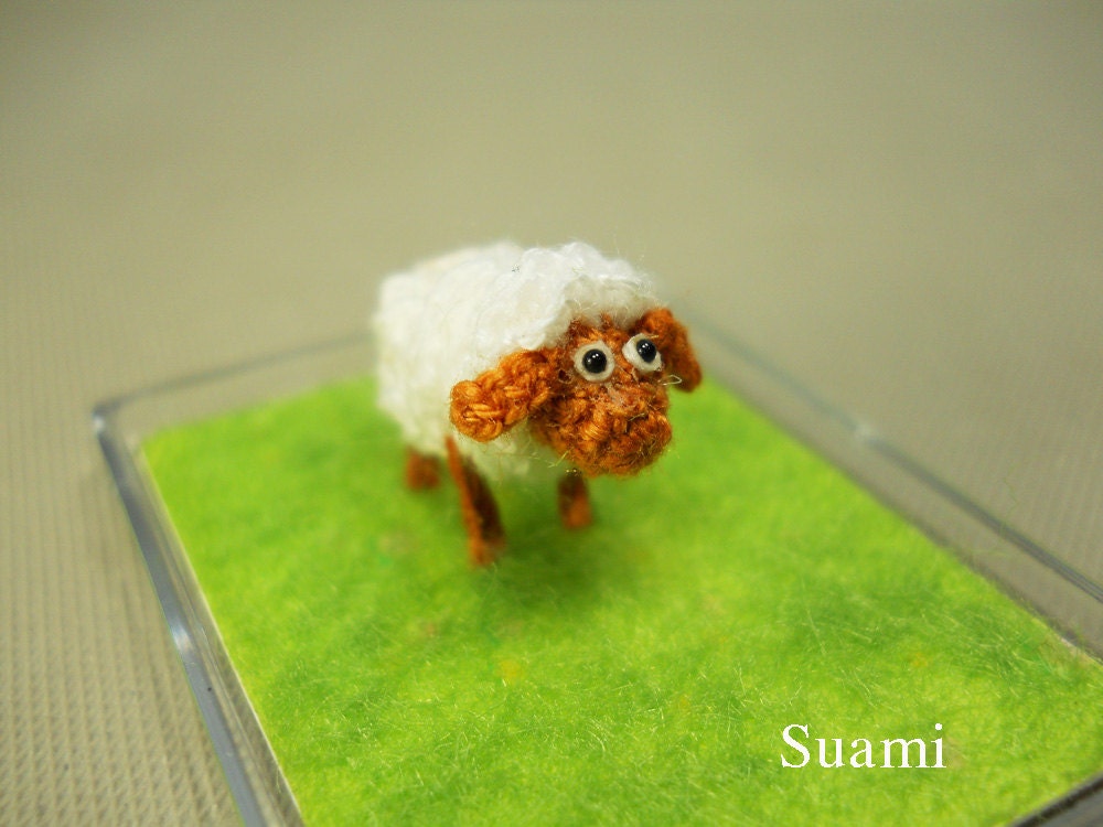 1/2 Inch Micro Mini Sheep - Tiny Amigurumi Crochet Miniature Sheep Lamb - Made To Order