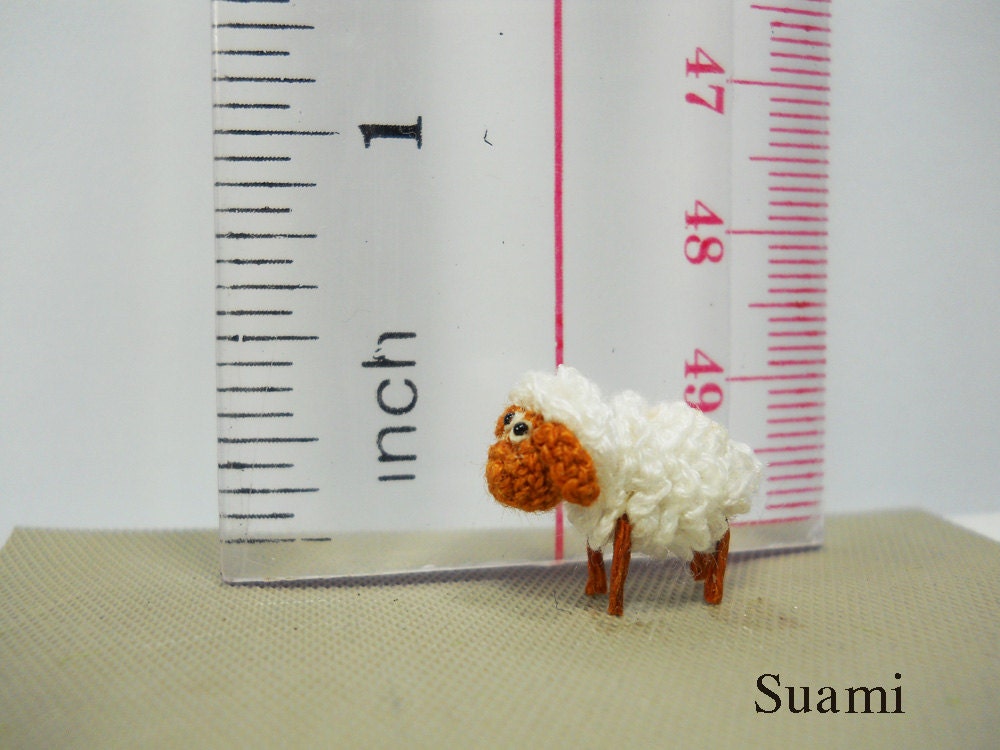 1/2 Inch Micro Mini Sheep - Tiny Amigurumi Crochet Miniature Sheep Lamb - Made To Order