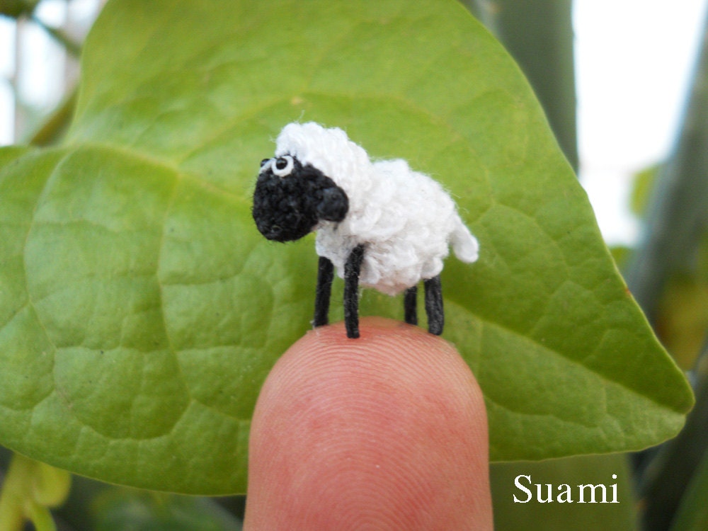 1/2 Inch Mini Amigurumi Sheep - Tiny Miniature Crochet Animals - Made to Order