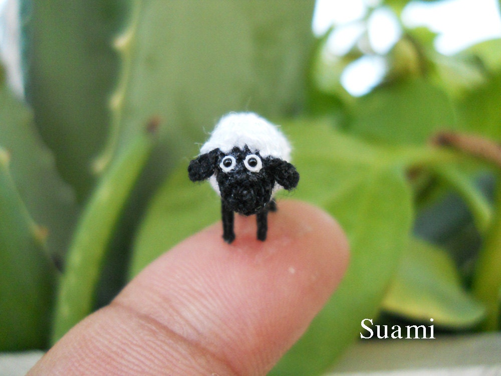 1/2 Inch Mini Amigurumi Sheep - Tiny Miniature Crochet Animals - Made to Order