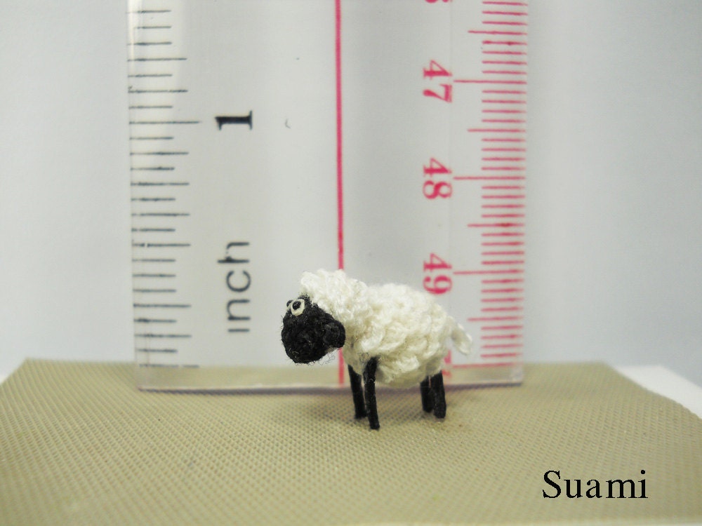 1/2 Inch Mini Amigurumi Sheep - Tiny Miniature Crochet Animals - Made to Order