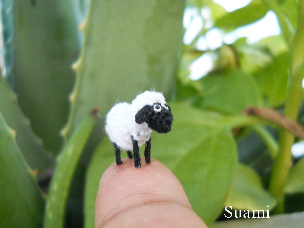 1/2 Inch Mini Amigurumi Sheep - Tiny Miniature Crochet Animals - Made to Order