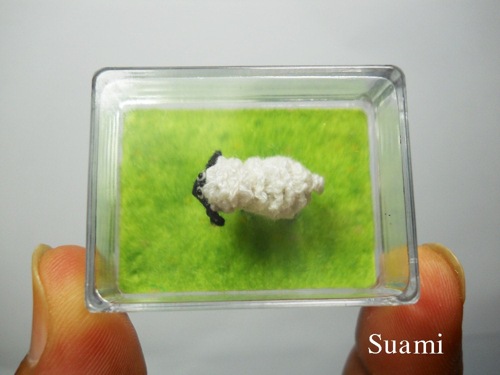 1/2 Inch Mini Amigurumi Sheep - Tiny Miniature Crochet Animals - Made to Order