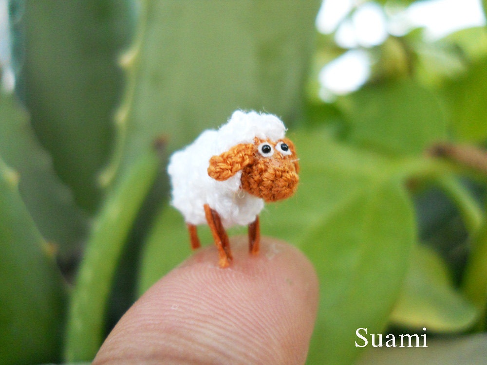 1/2 Inch Micro Mini Sheep - Tiny Amigurumi Crochet Miniature Sheep Lamb - Made To Order