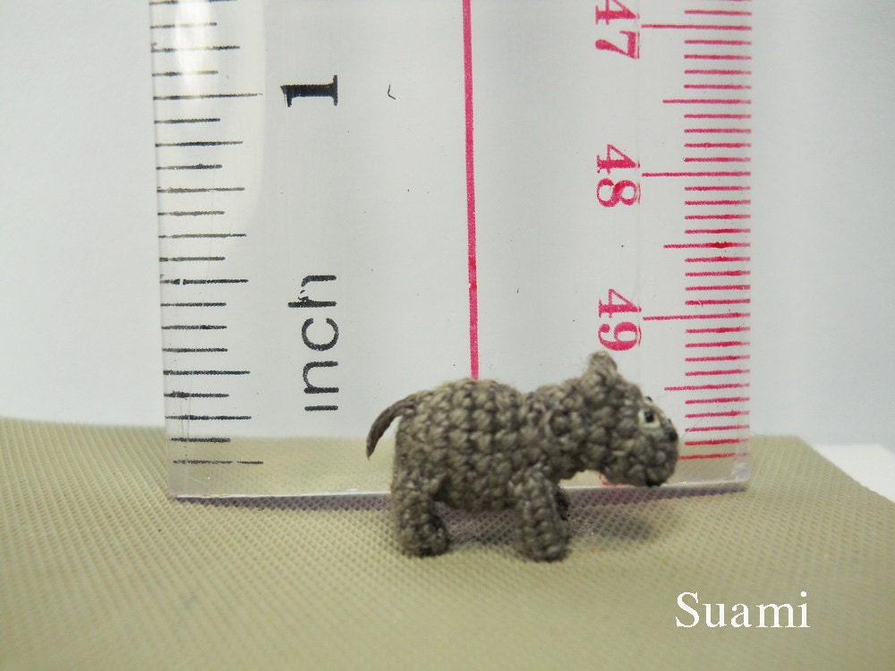 Micro Baby Hippo - Teeny Tiny Amigurumi Miniature Crochet Animal Toys - Made To Order