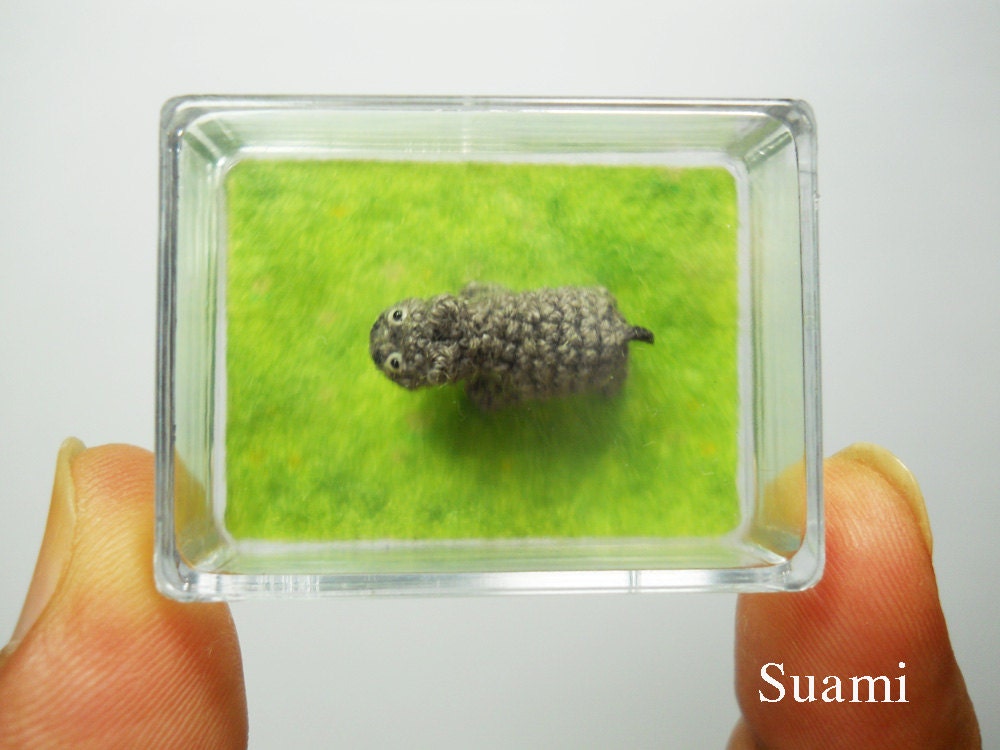 Micro Baby Hippo - Teeny Tiny Amigurumi Miniature Crochet Animal Toys - Made To Order