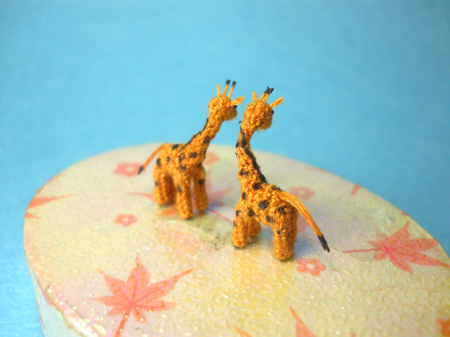 Miniature Giraffe Couple - Micro Dollhouse Amigurumi Animals - Made to Order