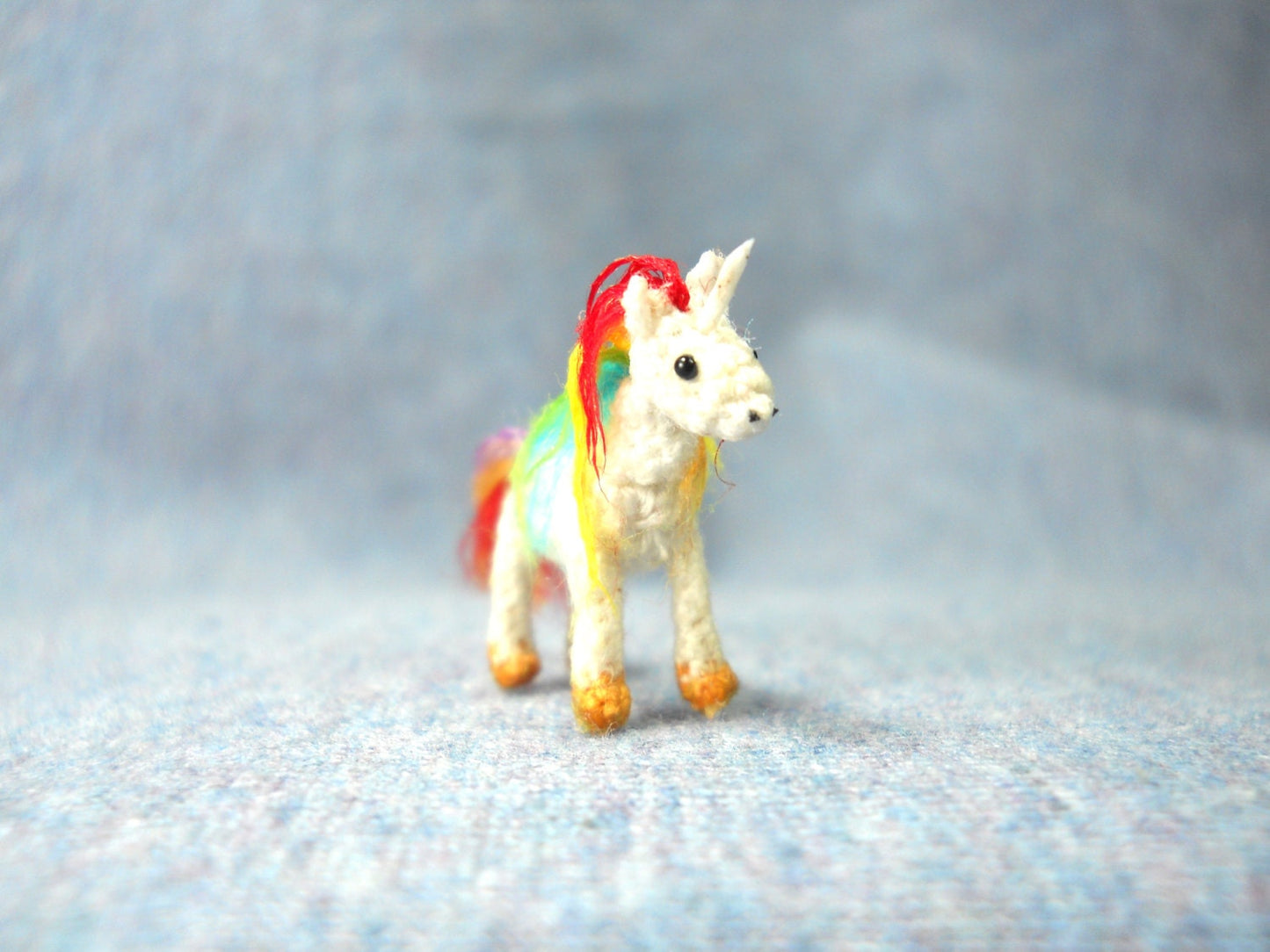 Rainbow Unicorn - Micro Amigurumi Miniature Crochet Tiny Stuffed Animal - Made To Order