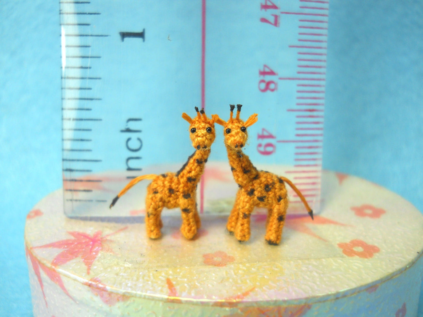 Miniature Giraffe Couple - Micro Dollhouse Amigurumi Animals - Made to Order