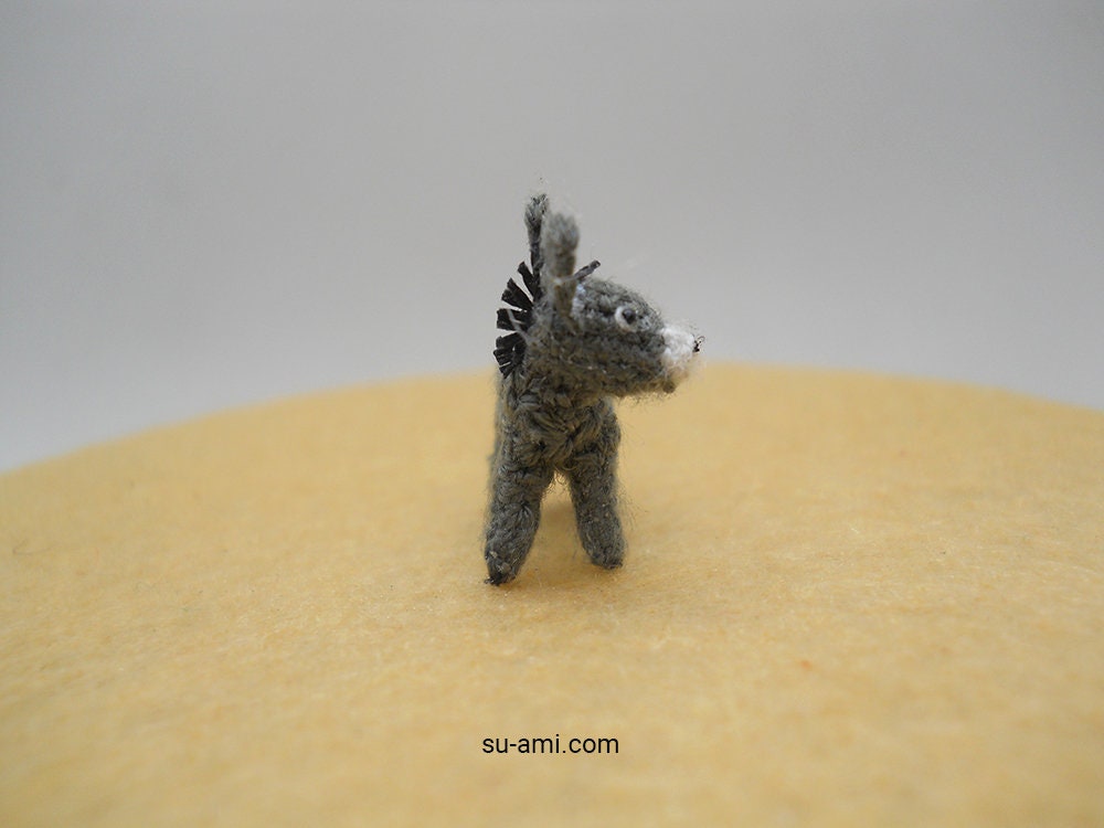 Miniature Donkey 0.6 Inch - Micro Crochet Animals - Made To Order