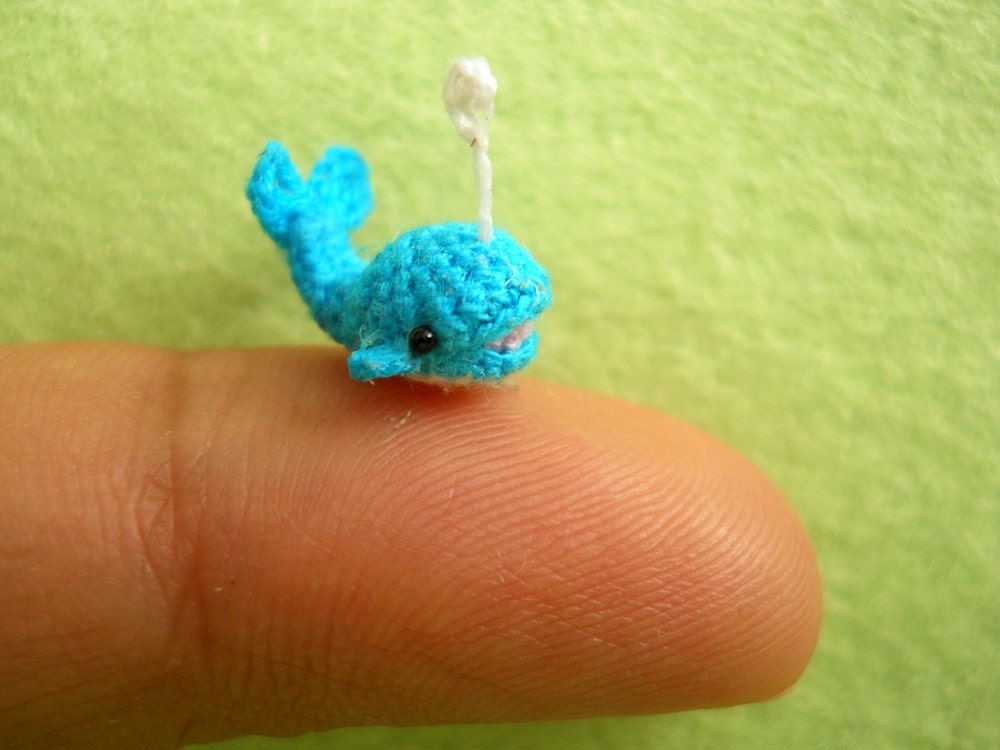 Miniature Crochet Whale Amigurumi - Mini Plush Blue Whale Dolphin - Made To Order
