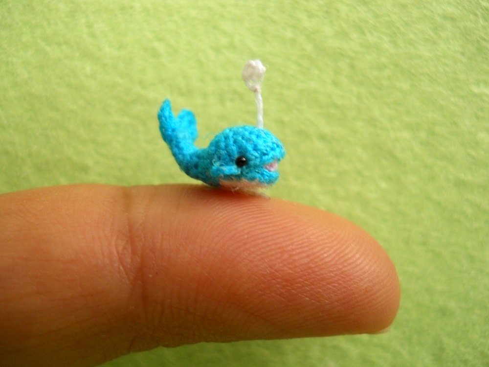 Miniature Crochet Whale Amigurumi - Mini Plush Blue Whale Dolphin - Made To Order
