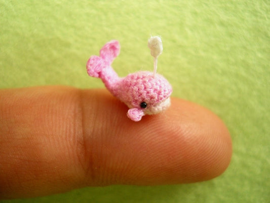 Cute Pink Whale Dolphin - Tiny Crocheted Dollhouse Miniature Whales  - Made to Order