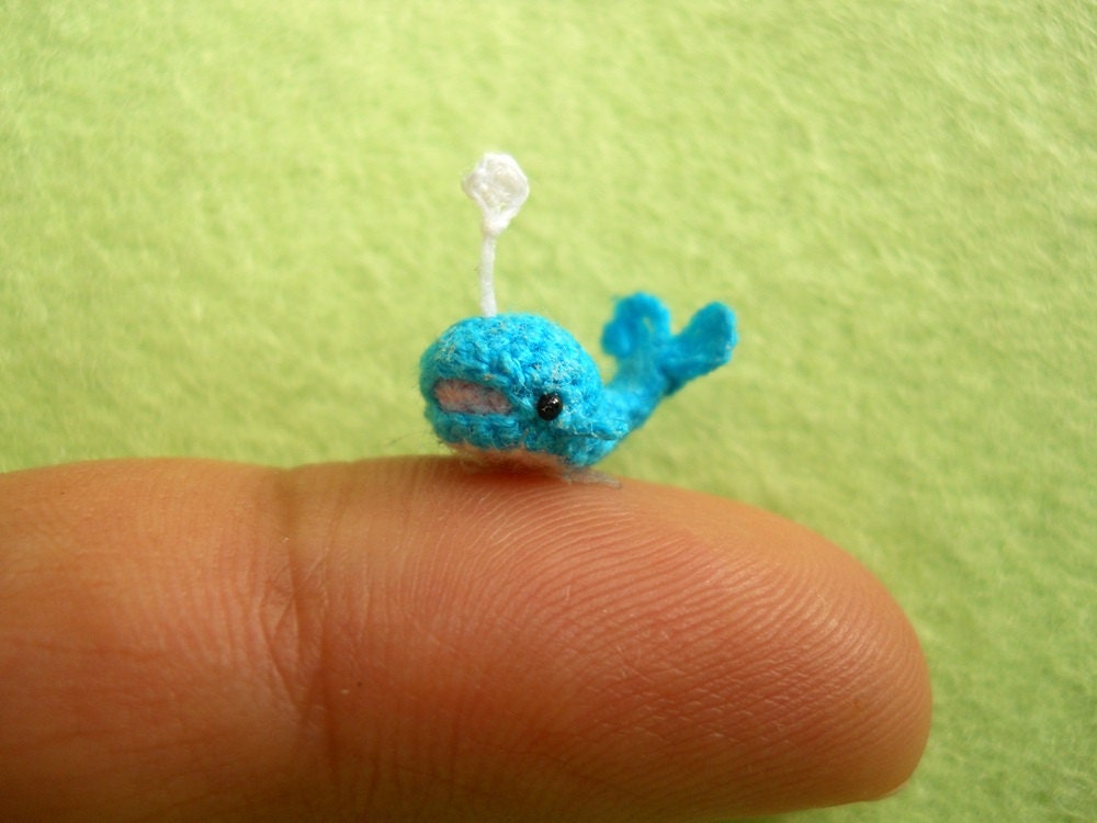 Miniature Crochet Whale Amigurumi - Mini Plush Blue Whale Dolphin - Made To Order
