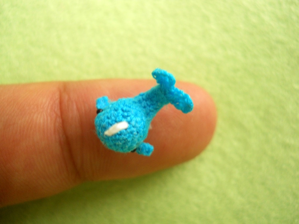 Miniature Crochet Whale Amigurumi - Mini Plush Blue Whale Dolphin - Made To Order
