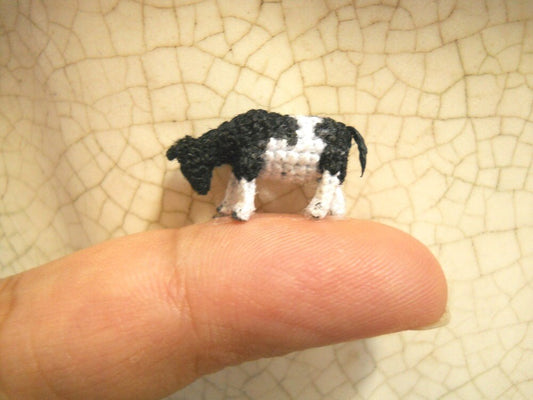 Miniature Cow - Micro Crochet Tiny Stuffed Animal - Made To Order