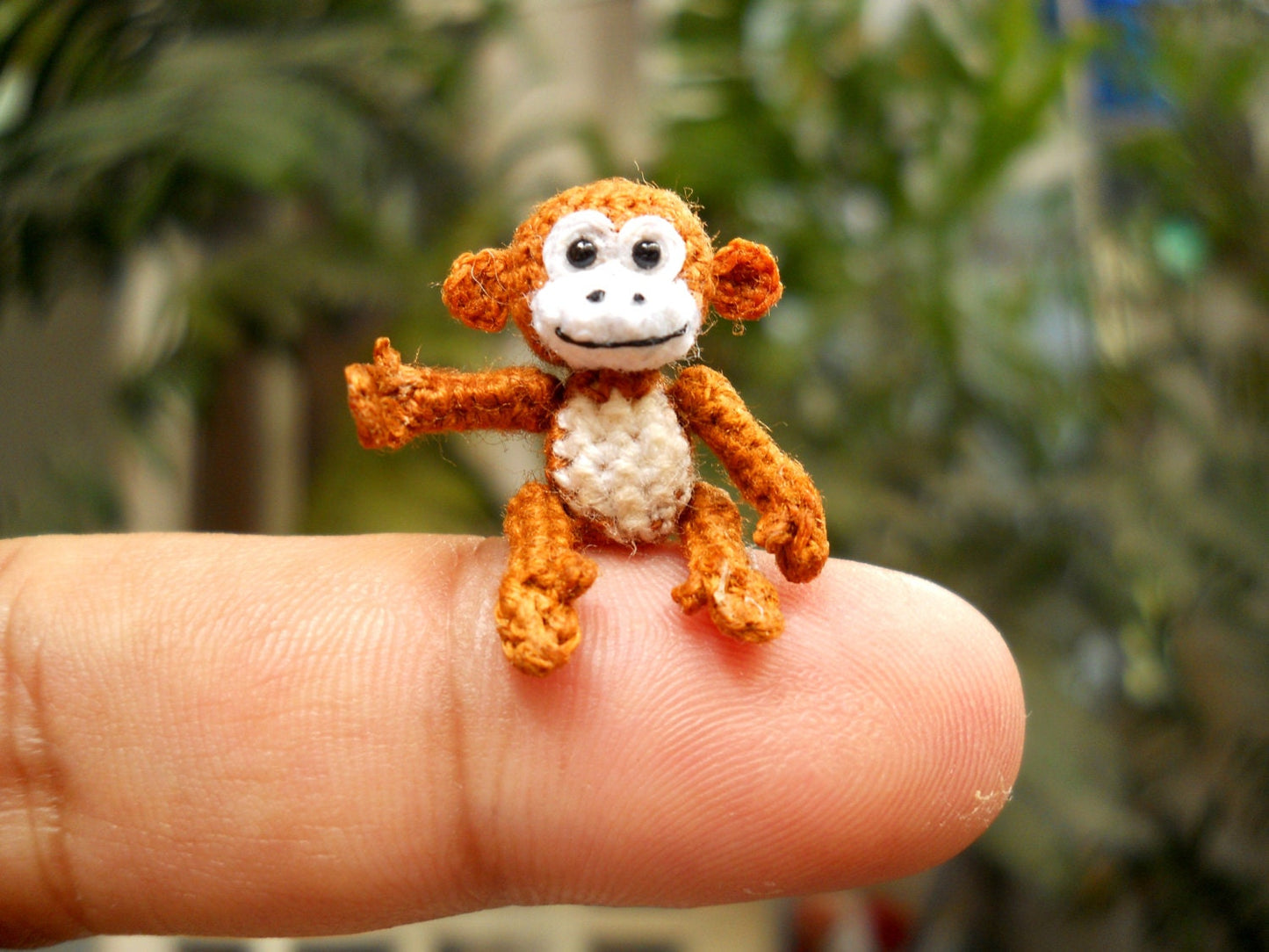 Micro Miniature Monkey - Thread Art Crochet Tiny Stuffed Animals - Made to Order