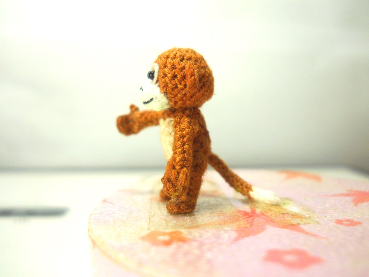 Micro Miniature Monkey - Thread Art Crochet Tiny Stuffed Animals - Made to Order