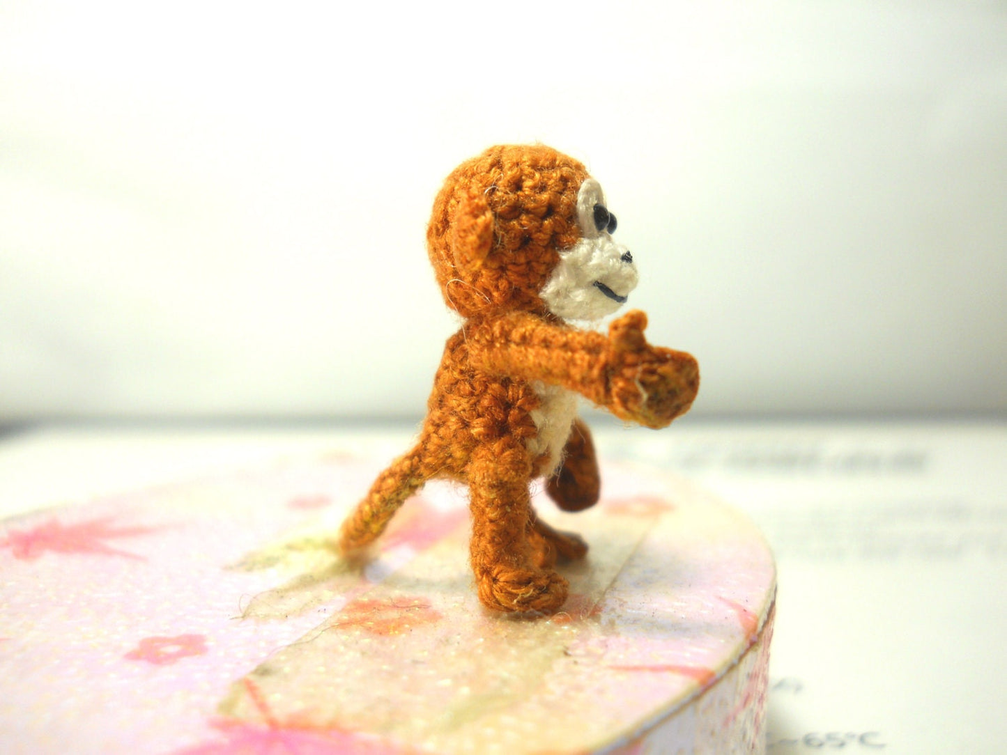 Micro Miniature Monkey - Thread Art Crochet Tiny Stuffed Animals - Made to Order