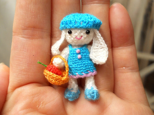 Crochet Bunny Amigurumi Doll - Teeny Tiny Miniature Plush Toy - Made To Order