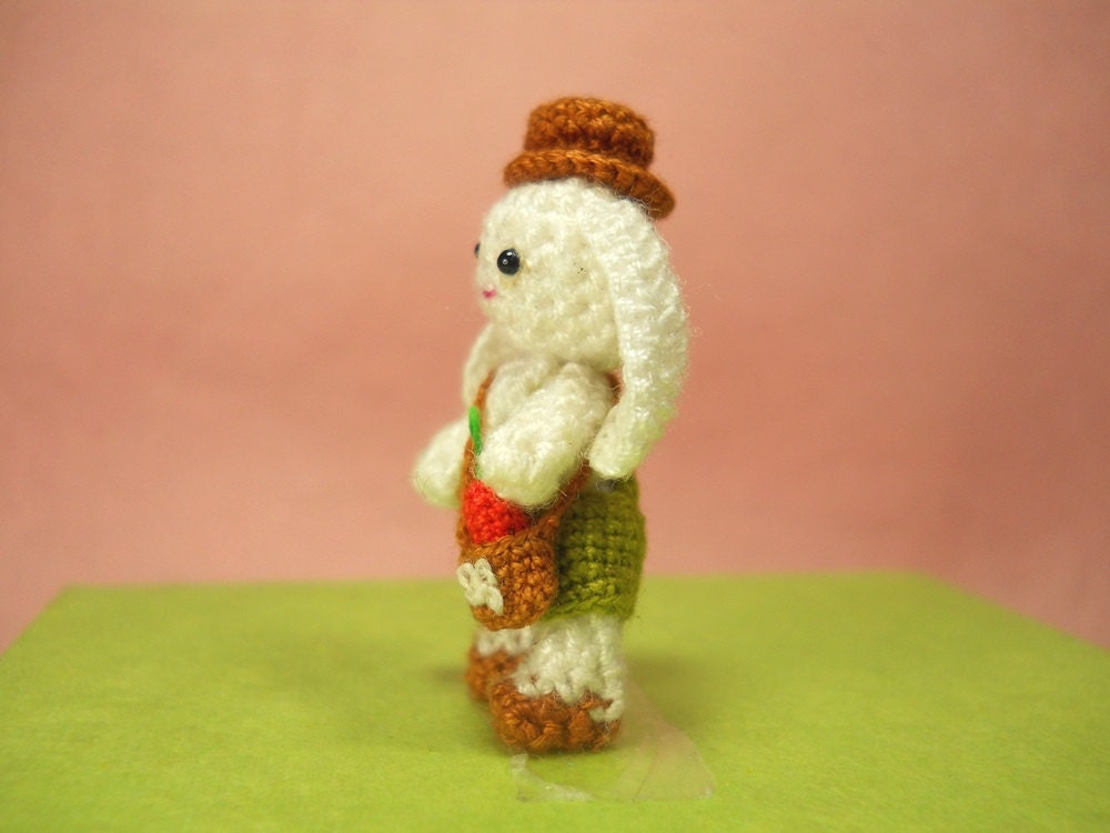Bunny Rabbit Boy - Miniature Crochet Bunny Amigurumi Doll - Made To Order