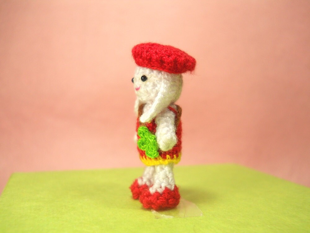 Bunny Rabbit Girl - Amigurumi Crochet Tiny Stuffed Animal - Made To Order