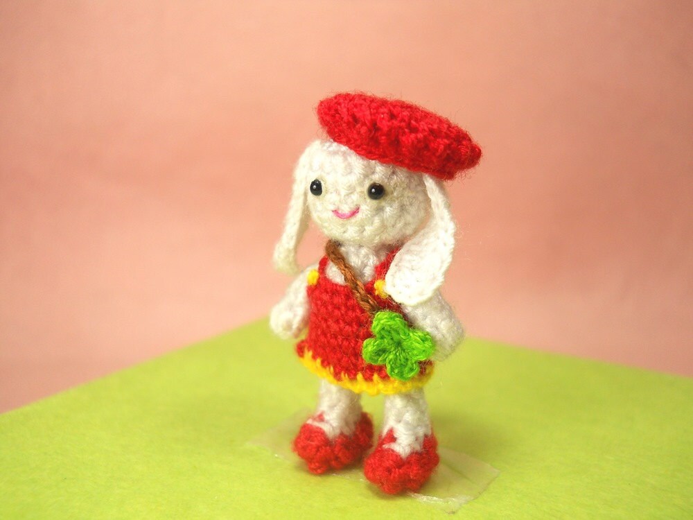 Bunny Rabbit Girl - Amigurumi Crochet Tiny Stuffed Animal - Made To Order