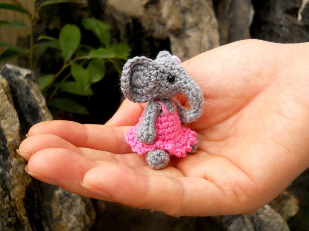 Cute Mini Elephant Amigurumi - Tiny Crochet Elephant Stuffed Animal - Made To Order