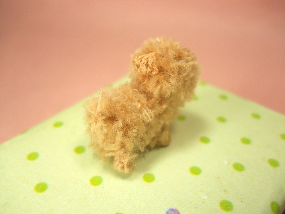 Mini Fawn Maltese Amigurumi - Tiny Crochet Miniature Dog Stuffed Animals - Made To Order