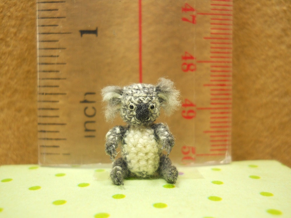 Miniature Koala Bear Amigurumi - Micro Crochet Bear Stuffed Animal - Made To Order