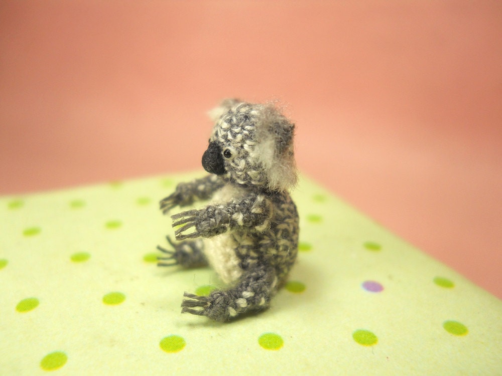Miniature Koala Bear Amigurumi - Micro Crochet Bear Stuffed Animal - Made To Order