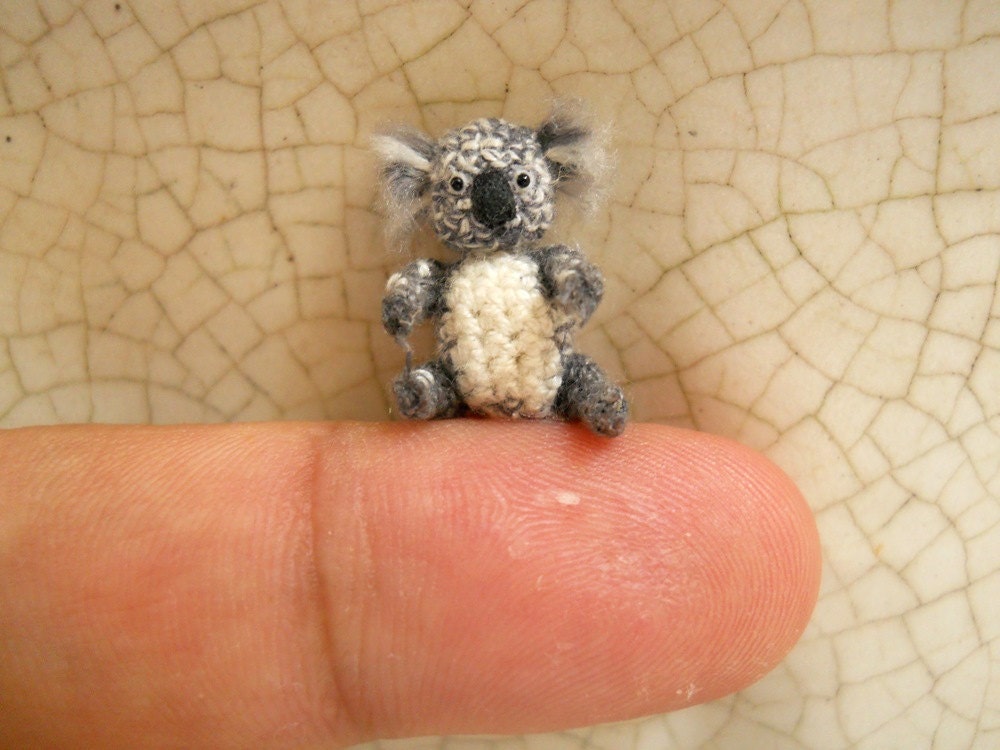 Miniature Koala Bear Amigurumi - Micro Crochet Bear Stuffed Animal - Made To Order