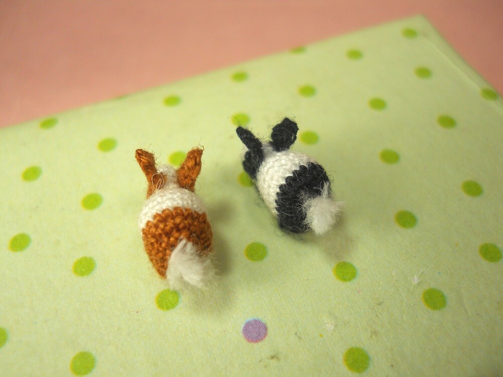 Miniature Bunny Rabbit Amigurumi - Micro Crochet Tiny Stuff Animals - Set of 2 Rabbits - Made To Order