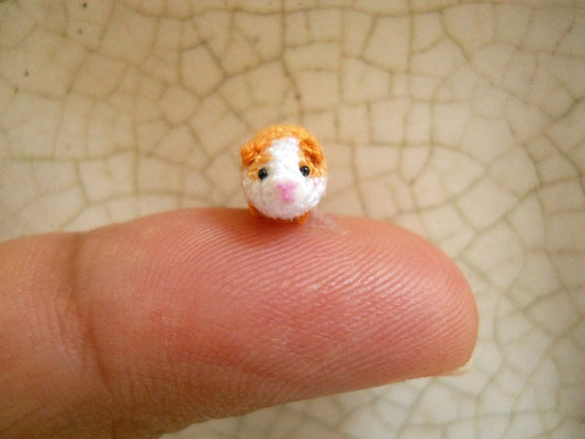 Micro Mini Guinea Pig Amigurumi - Tiny Crochet Dollhouse Miniature Animal - Made To Order