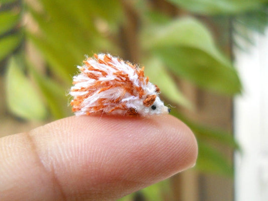 Mini Hedgehog Amigurumi - Micro Crochet Miniature Tiny Stuffed Animals - Made To Order