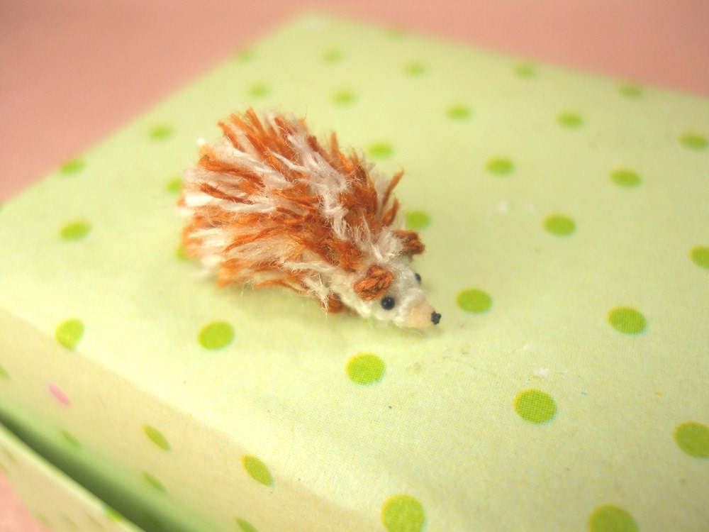 Mini Hedgehog Amigurumi - Micro Crochet Miniature Tiny Stuffed Animals - Made To Order