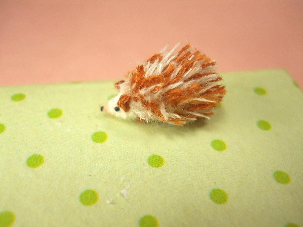Mini Hedgehog Amigurumi - Micro Crochet Miniature Tiny Stuffed Animals - Made To Order