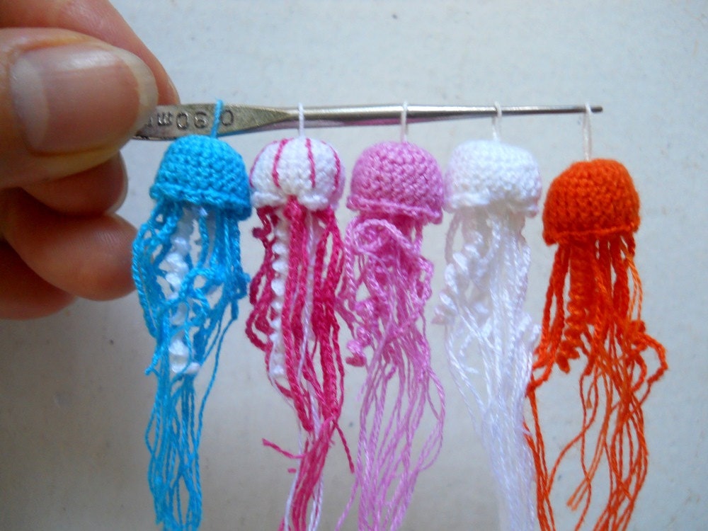 Tiny Jellyfish Amigurumi - Miniature Crochet Tiny Stuffed Animals - Made To Order