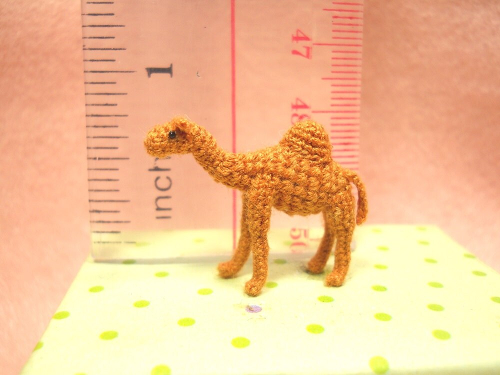 1 Inch Dromedary Camel Amigurumi - Micro Miniature Crochet Stuffed Animals - Made To Order